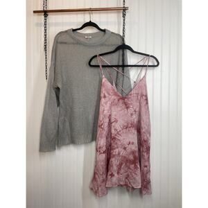 Tobi Tie Dye Swing Cami Mini Dress & Crewneck Pullover Sweater Bundle Size S